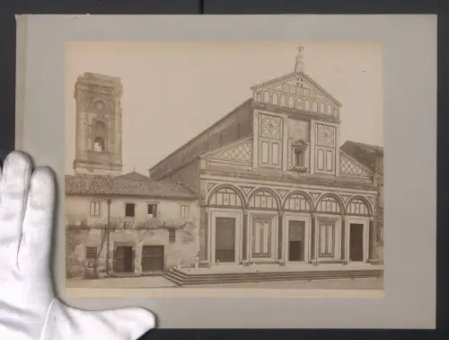 Fotografie unbekannter Fotograf, Ansicht Firenze, Basilika San Miniato al Monte, Grossformat 32 x 24cm