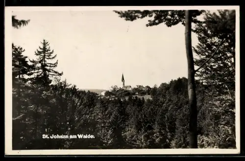AK St. Johann am Walde, Kirche aus der Ferne