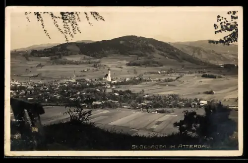 AK St. Georgen im Attergau, Ortsansicht aus der Vogelschau