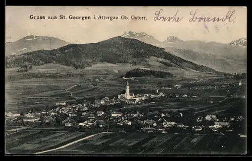 AK St. Georgen i. Attergau, Panoramaansicht des Ortes