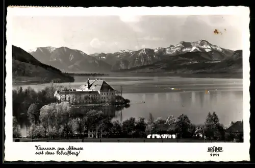 AK Kammer am Attersee, Ortsansicht mit dem Schafberg