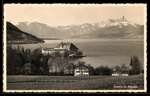 AK Kammer am Attersee, Schloss mit Gebirgspanorama