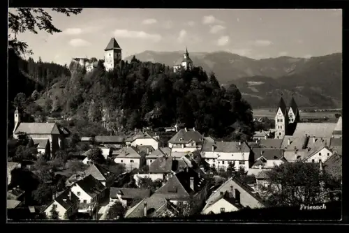 AK Friesach, Panorama mit Burg