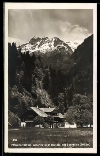AK Malta / Kärnten, Pflüglhof, Alpenhotel im Maltatal mit Sonnblick
