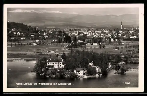 AK Maria Loretto am Wörthersee, Panorama mit Klagenfurt