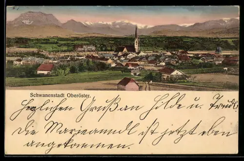 AK Schwanenstadt /Oberöster., Teilansicht mit Kirche