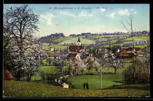 AK St. Marienkirchen a. d. Polsenz, Teilansicht mit Kirche