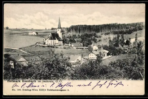 AK Rossbach im Innkreis, Teilansicht mit Kirche