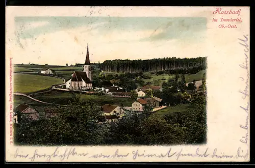 AK Suben, Rossbach im Innviertel, Teilansicht mit Kirche