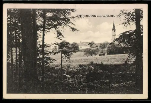 AK St. Johann am Walde, Dorfansicht mit Kirche