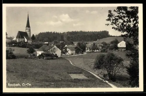 AK Rossbach /O. Ö., Dorfansicht mit Kirche