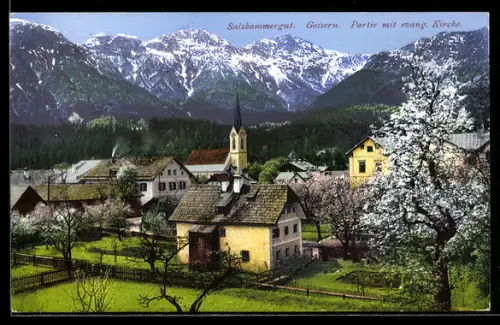 AK Goisern /Salzkammergut, Partie mit evangelischer Kirche