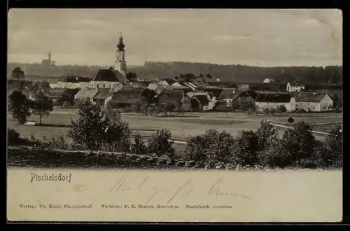 AK Pischelsdorf am Engelbach, Ortspanorama mit Kirche