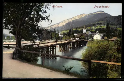 AK Goisern, Traunbrücke u. Ortspanorama