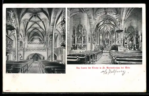 AK St. Marienkirchen bei Wels, Innenansichten der Kirche
