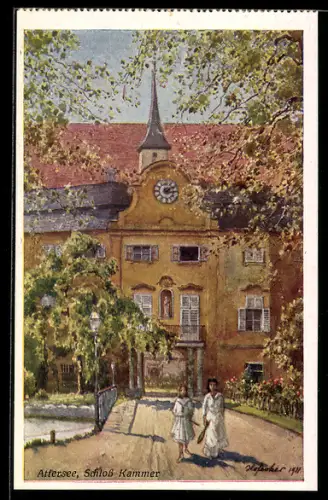 Künstler-AK Schörfling /Attersee, Schloss Kammer