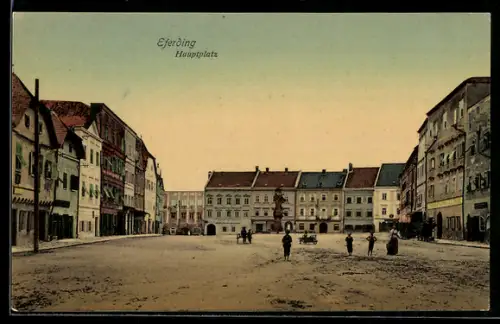 AK Eferding, Hauptplatz mit Säule