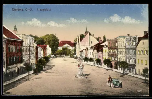 AK Eferding /O.-Ö., Hauptplatz mit Säulendenkmal