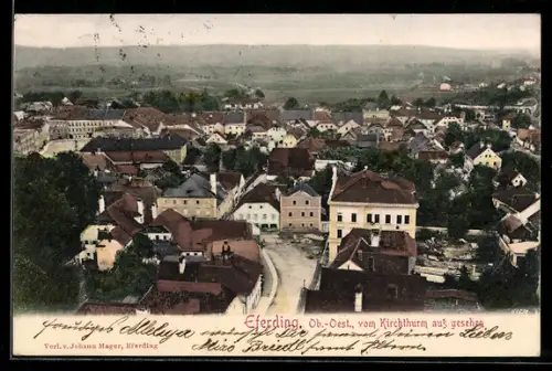 AK Eferding /Ob. Öst., Totalansicht vom Kirchturm aus