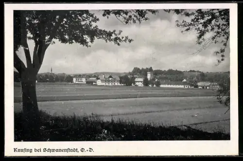 AK Schwanenstadt, Kaufing, Panorama mit Ort und Feldern