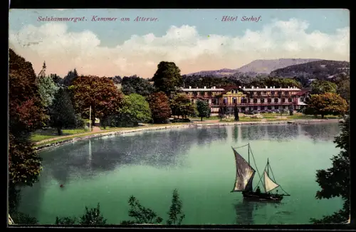 AK Kammer am Attersee, Hotel Seehof aus der Vogelschau