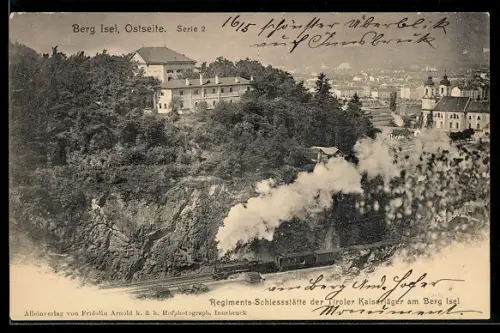 AK Berg Isel, Ostseite mit Eisenbahn
