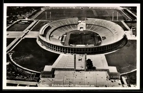 AK Berlin, Olympiade 1936, Fliegeraufnahme des Reichssportfeldes, Olympiastadion