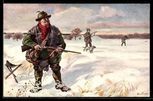 AK Jäger im Winter auf der Jagd