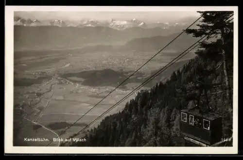 AK Villach, Kanzelbahn, Blick auf den Ort