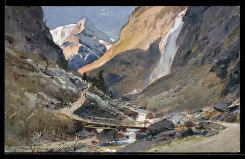 Künstler-AK Edward Harrison Compton: Badgastein, Schleierfall