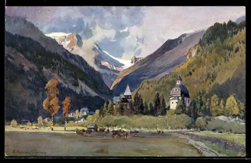 Künstler-AK Edward Harrison Compton: Blick nach Badgastein
