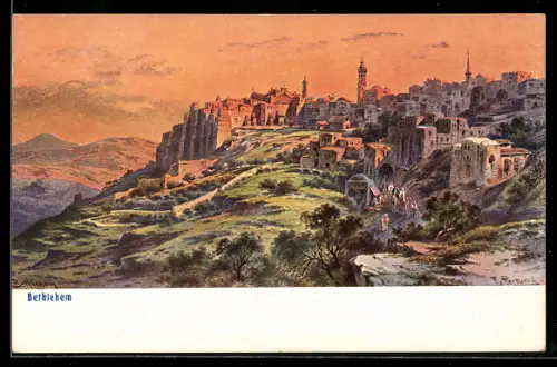 Künstler-AK F.Perlberg: Bethlehem, Teilansicht am Berghang