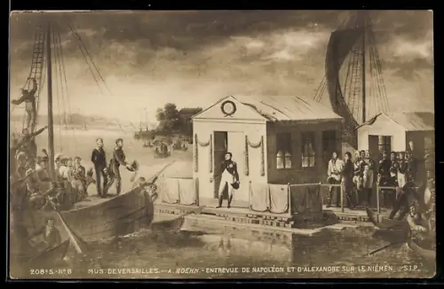 AK Entrevue de Napoleon et d`Alexandre sur le niemen