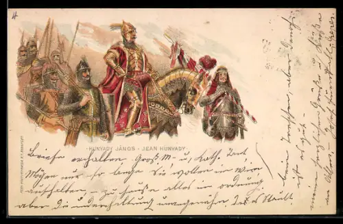 Lithographie Ungarischer Heerführer Jean Hunyady, Ganzsache