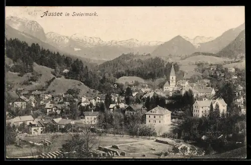 AK Aussee, Gesamtansicht aus der Vogelschau