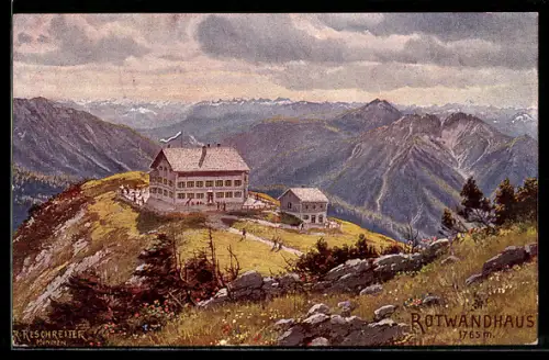 Künstler-AK Rotwandhaus, Gebirgspanorama