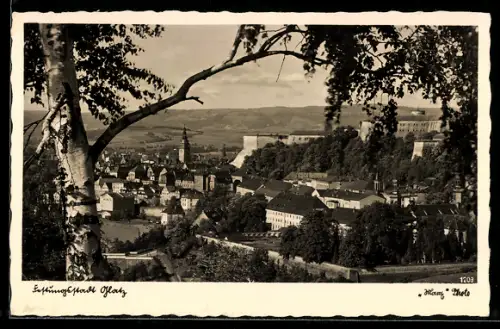 AK Glatz, Blick von einer Anhöhe auf die Stadt