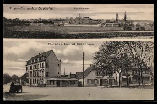 AK Oberhofen, Truppenübungsplatz, Platz am unteren Lager mit Hotel zum Hirsch