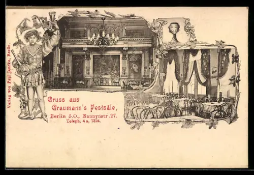 AK Berlin-Kreuzberg, Restaurant Graumann`s Festsäle, Naunystrasse 27
