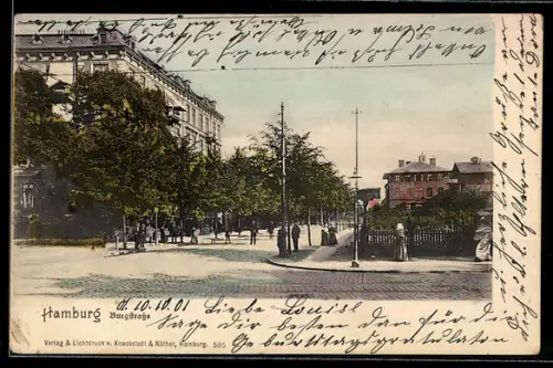 AK Hamburg, Burgstrasse mit Passanten