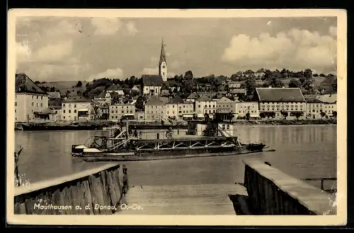AK Mauthausen a. d. Donau, Panorama mit Kirche
