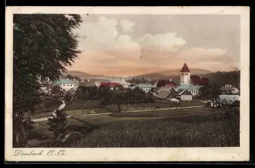 AK Dimbach /Ob. Öst., Panorama mit Kirche