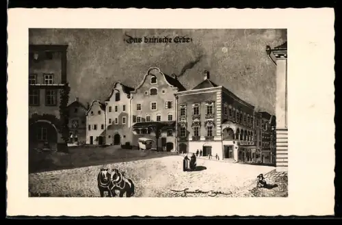 AK Schärding, Bairisches Erbe, Marktplatz mit Patrizierhäusern