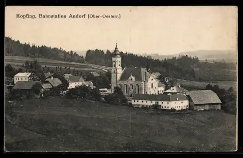 AK Kopfing im Innkreis, Ortsansicht mit Kirche