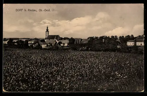 AK Dorf an der Pram, Totalansicht mit Kirche