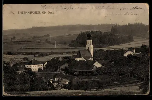 AK Enzenkirchen / Oberösterreich, Kirche & Pfarrhaus