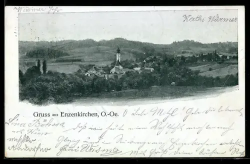 AK Enzenkirchen, Ortsansicht mit Landschaft