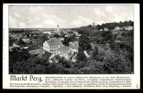 AK Perg, Blick über die Dächer der Ortschaft