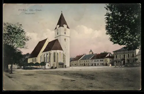 AK Perg / Oberösterreich, Kirche und Hauptplatz
