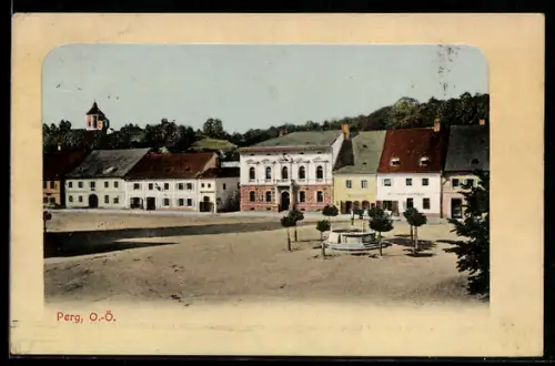 AK Perg, Ortspartie mit Greisinger Gasthaus